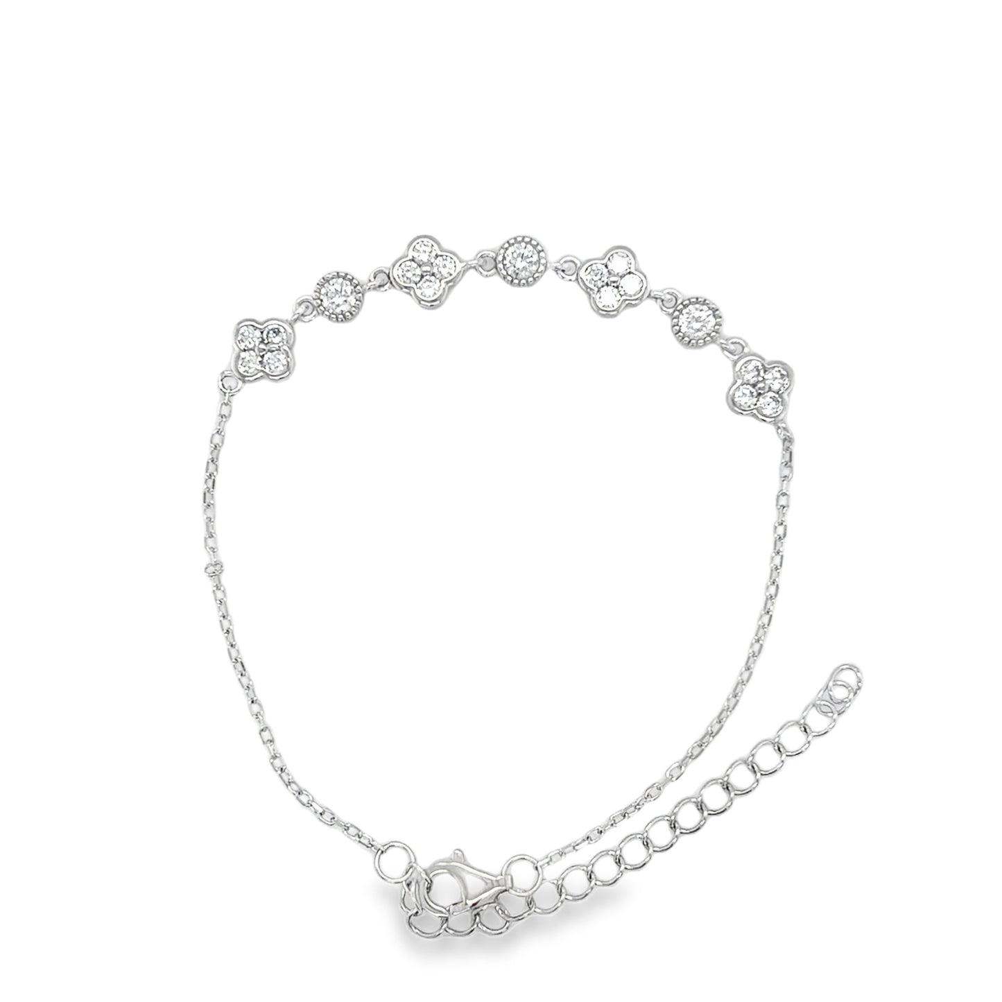 Sterling Silver Rubover CZ Scatter Bracelet