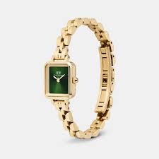 Ladies Daniel Wellington Quadro Mini Arch 3-link Emerald Sunray Gold