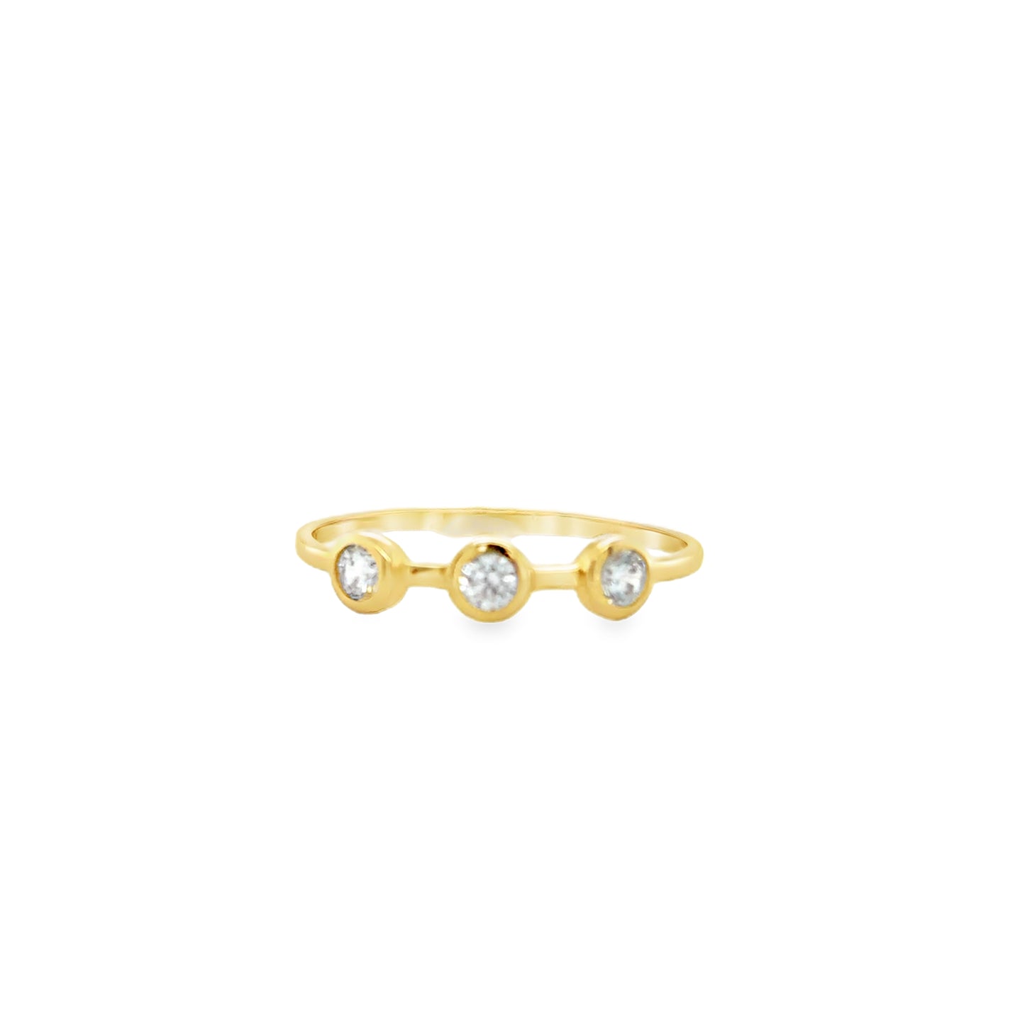 9ct 3 Stone CZ Rubover Ring