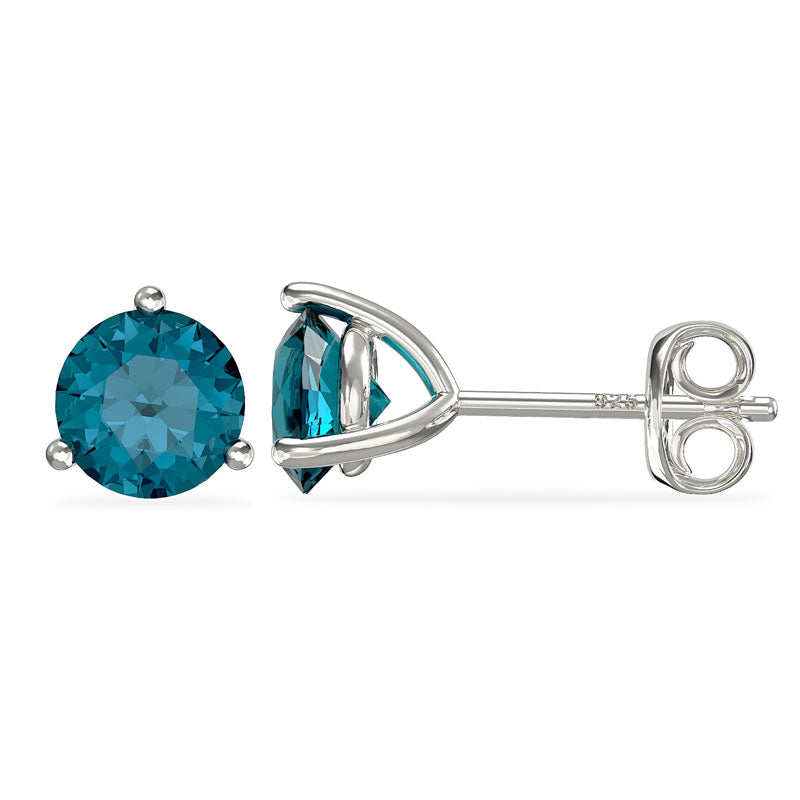 Sterling Silver CZ White & Blue Pear Drop Earrings