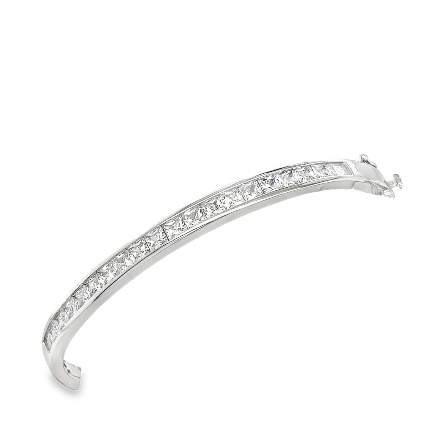 Sterling Silver Channel Set Princess Cut CZ Bangle