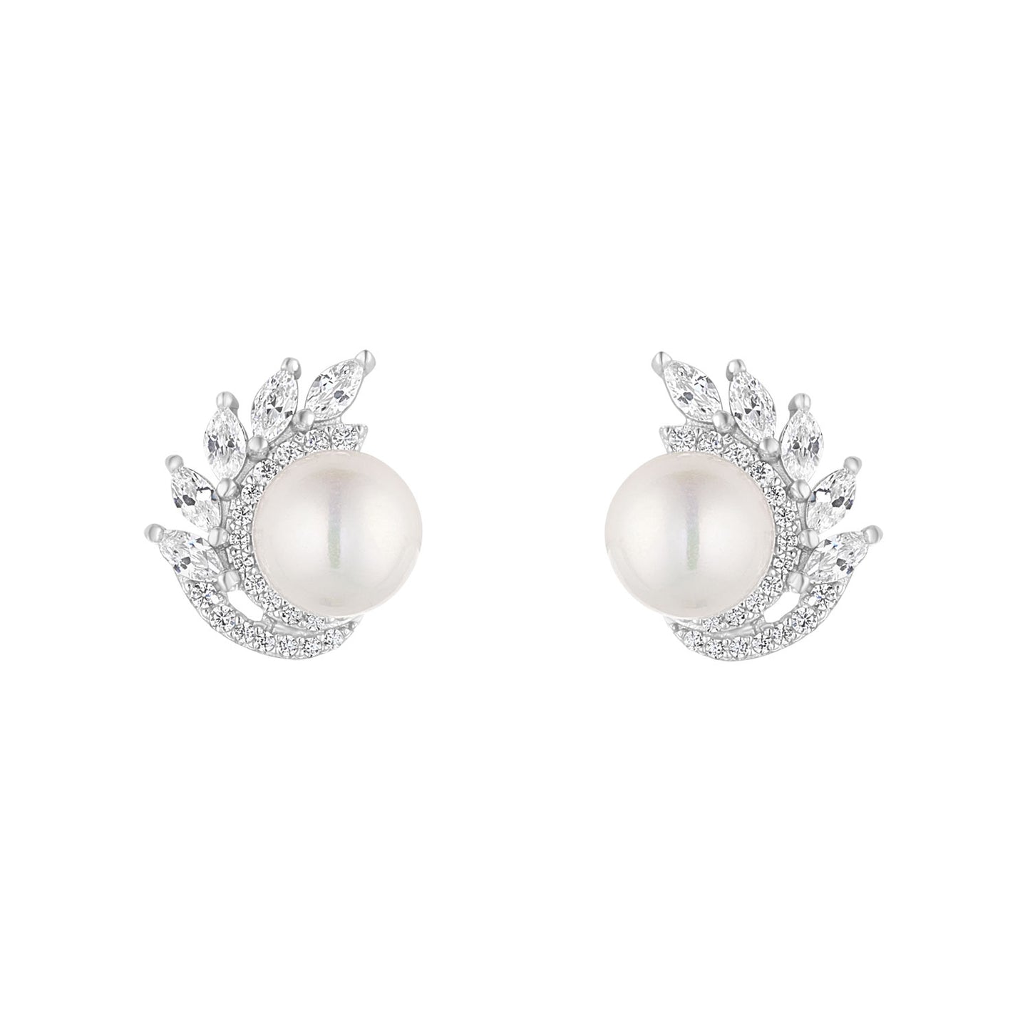 Sterling Silver Freshwater Pearl With Fancy CZ Surround