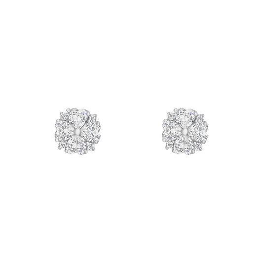 Sterling Silver CZ Heart Cluster Stud Earrings