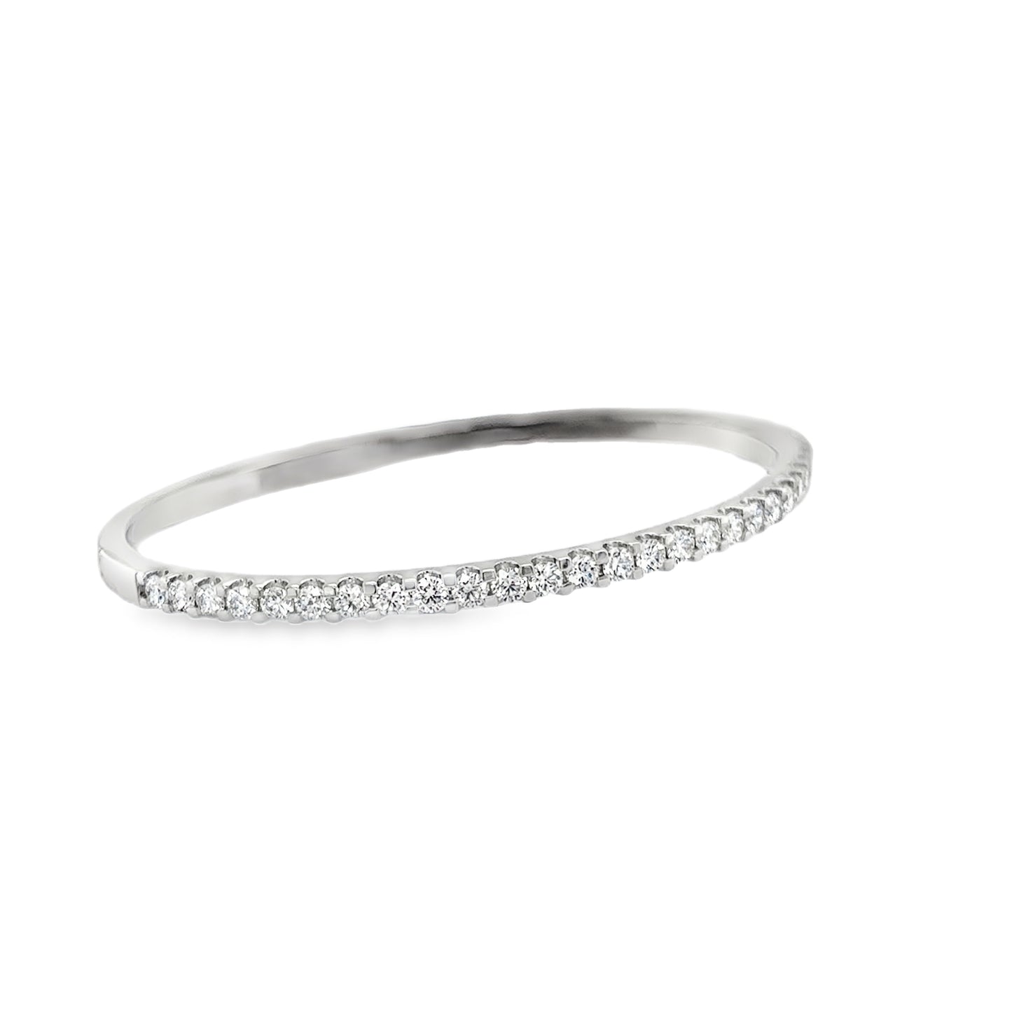 9ct White Gold Round Brilliant Cultured Diamond Tennis Bangle 2.00ct