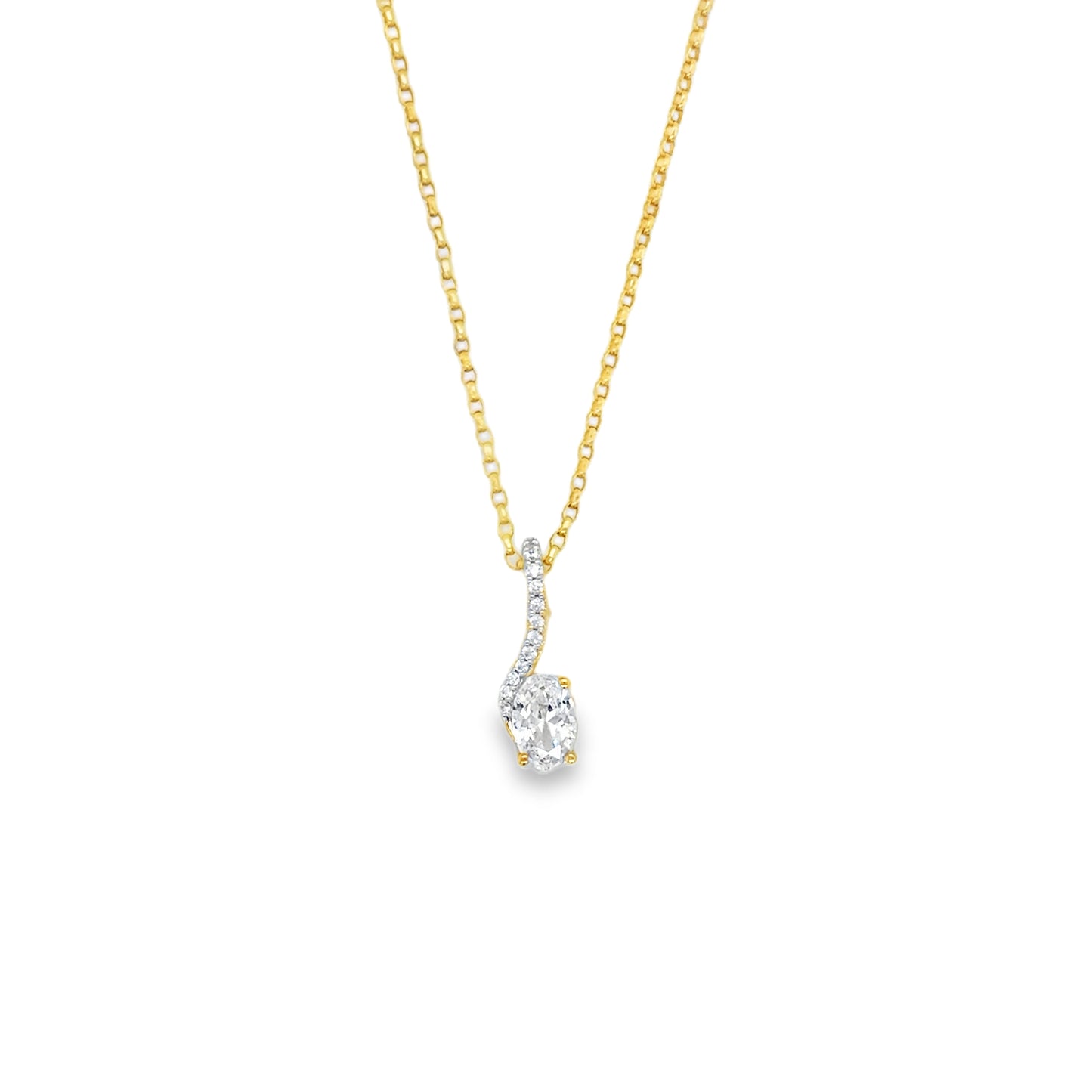9ct Yellow Gold Fancy Oval CZ Pendant