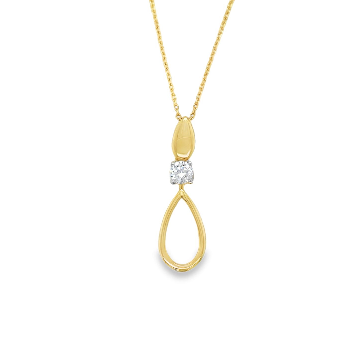 9ct Yellow Gold Open Pear Pendant with CZ Detail