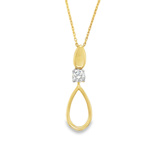9ct Yellow Gold Open Pear Pendant with CZ Detail
