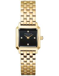 Ladies Rolled Gold Rosefield Boxelle Black Dial Watch