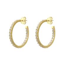 Bronzallure Gold Plated CZ Hoop Earrings