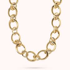 Bronzallure Gold Plated Multi Ring Link Polished Necklet