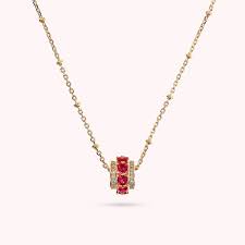 Bronzallure Gold Plated CZ & Red Pendant