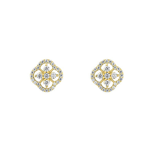 9ct CZ Open Clover Stud Earring