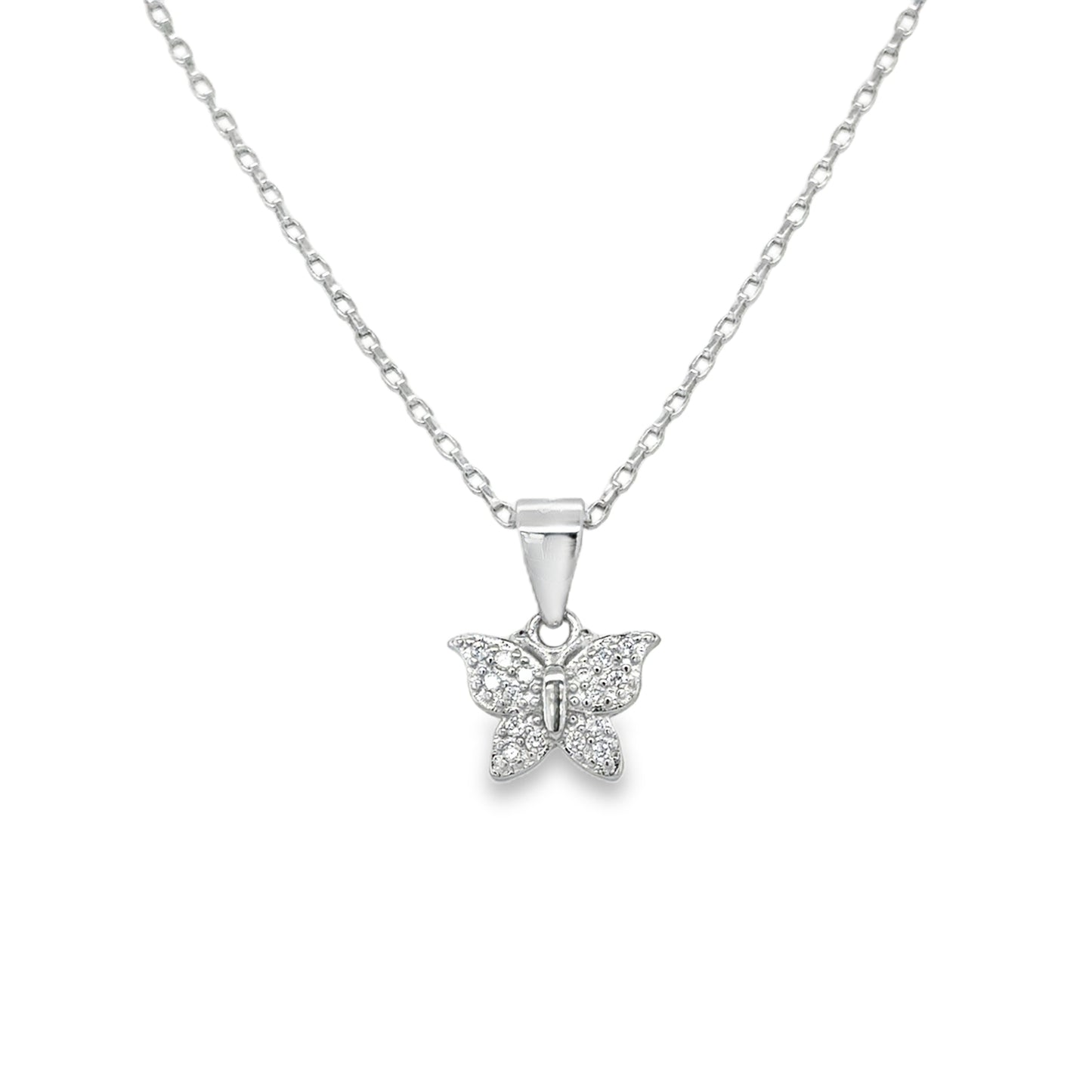 Sterling Silver CZ Butterfly Pendant