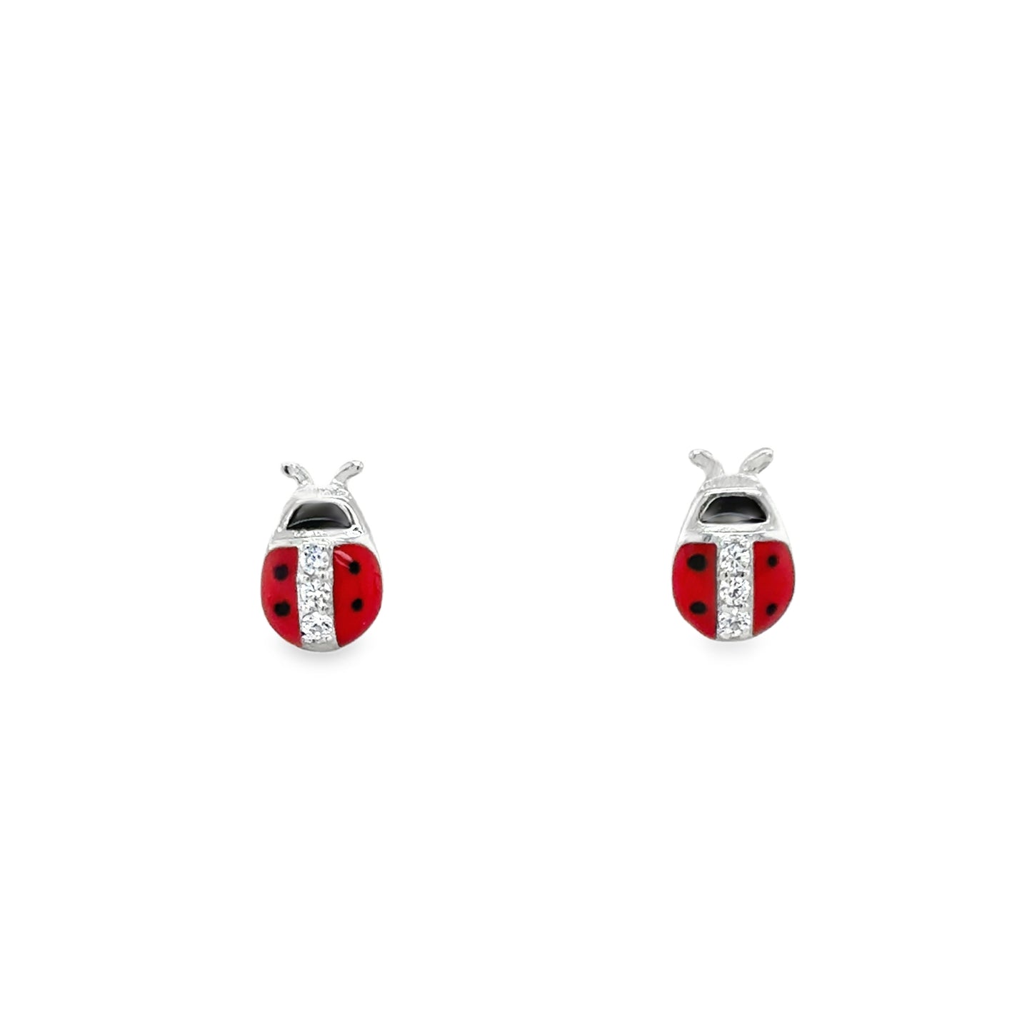 Sterling Silver Red Enamel Ladybird Earrings