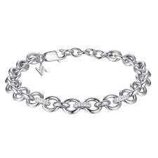 Sterling Silver CZ Round Belcher Link Bracelet