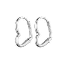 Sterling Silver Heart Huggie Earrings