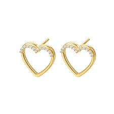 Sterling Silver Gold Plated Detachable CZ 3 in 1 Heart Earrings