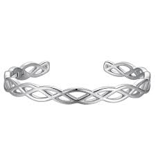Sterling Silver Polished Celtic Design Bangle