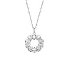 Sterling Silver CZ Pear Open Circle Pendant