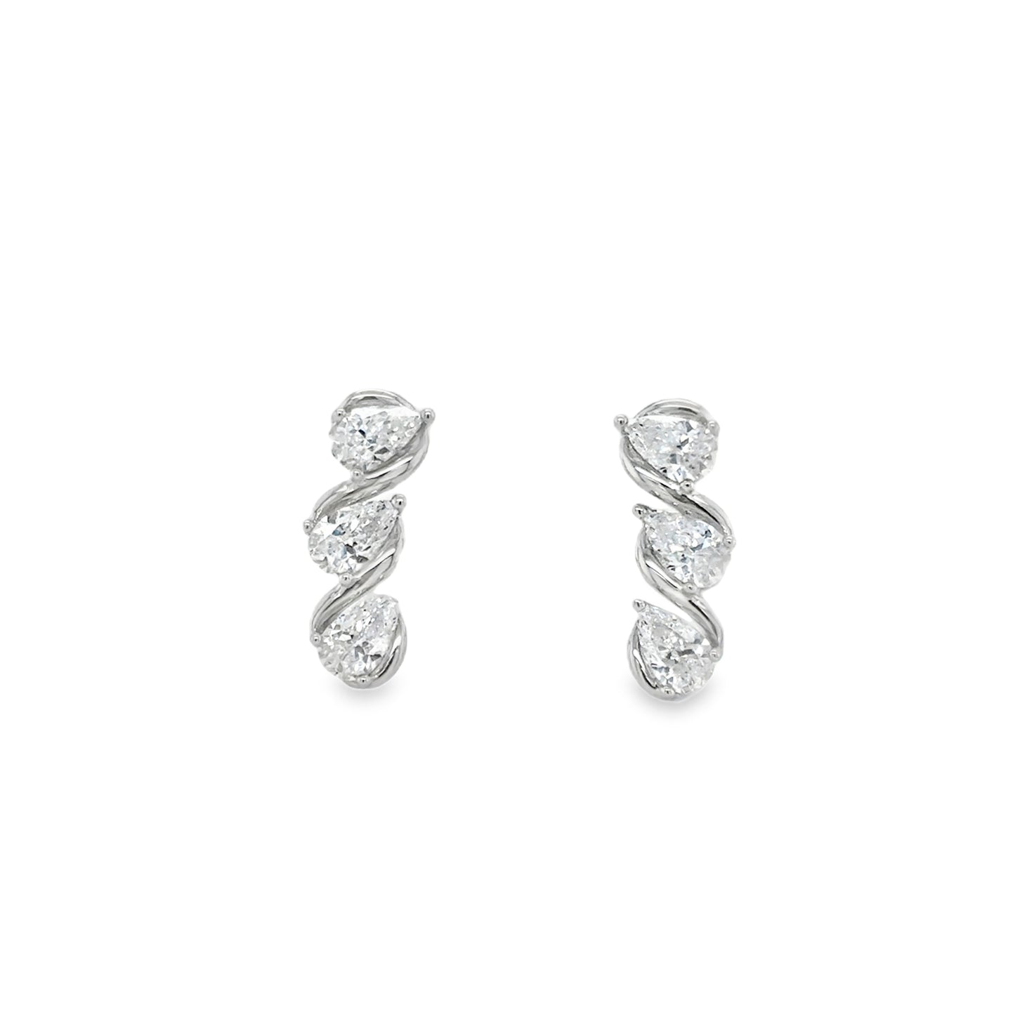 Sterling Silver CZ Pear Swirl Drop