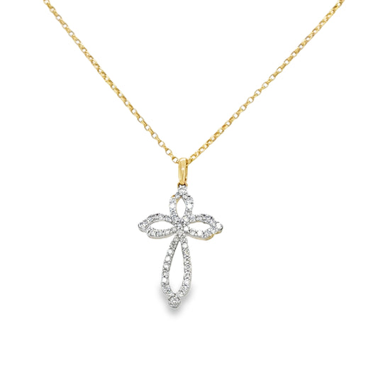 9ct P/dnt Op Fcy Cross Dia .33ct