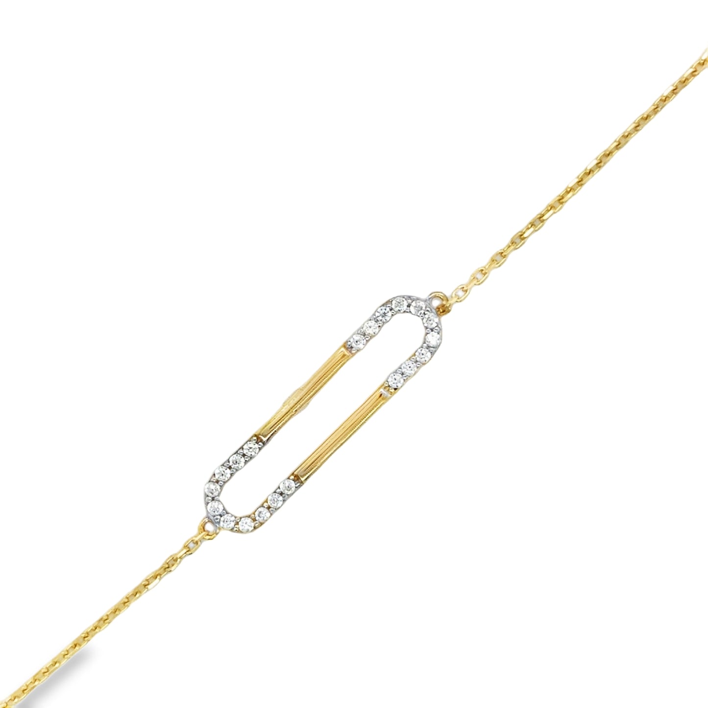 9ct CZ Open Long Link Bracelet