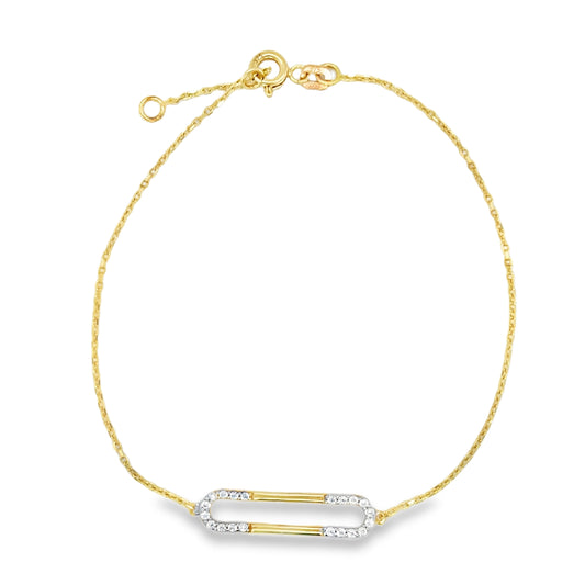 9ct CZ Open Long Link Bracelet