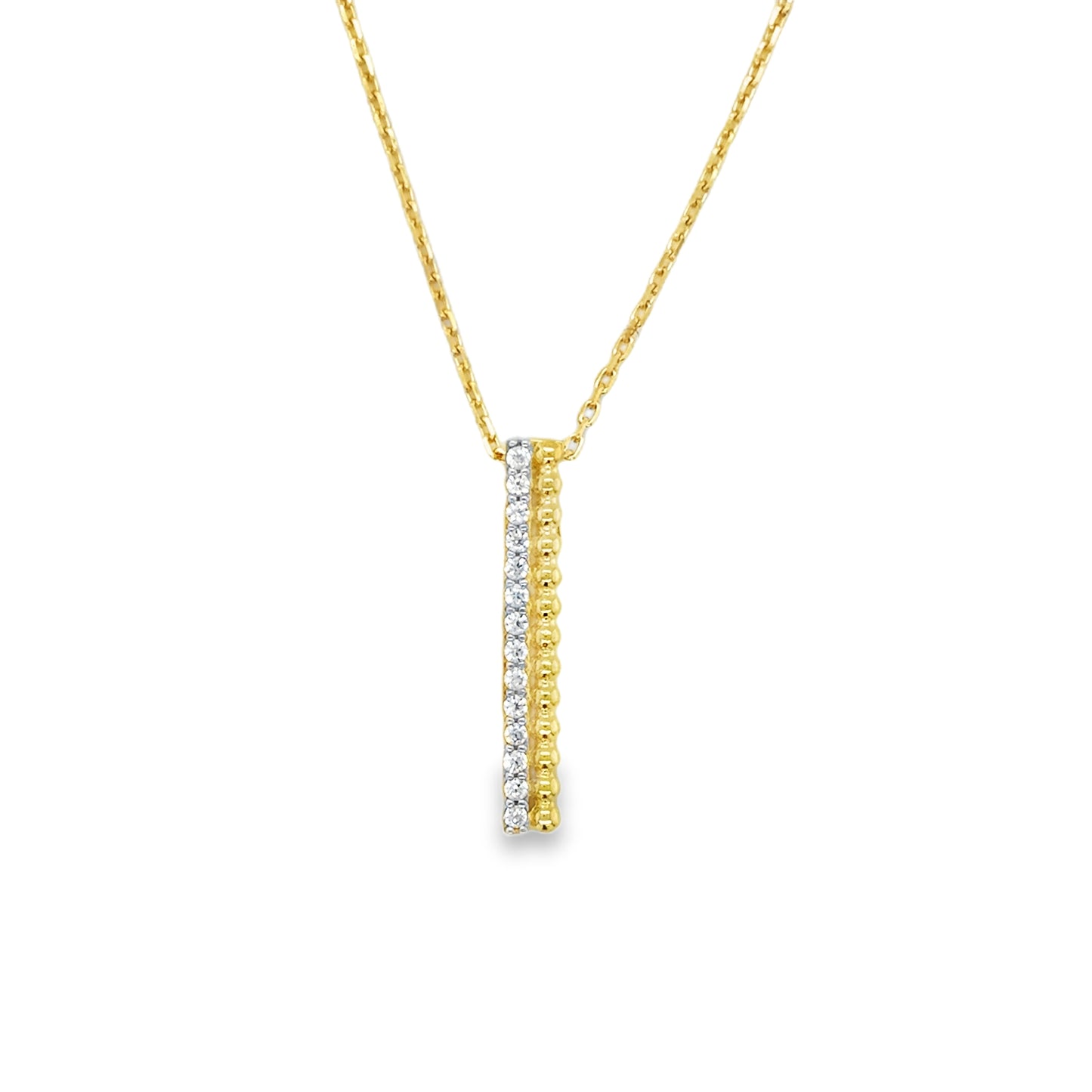 9ct CZ & Ball Long Line Pendant