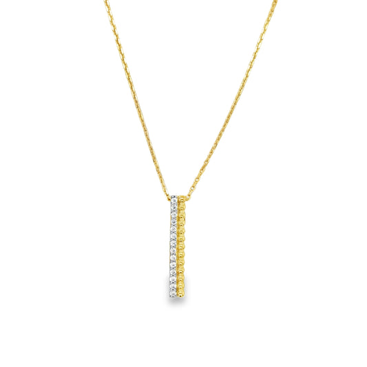 9ct CZ & Ball Long Line Pendant