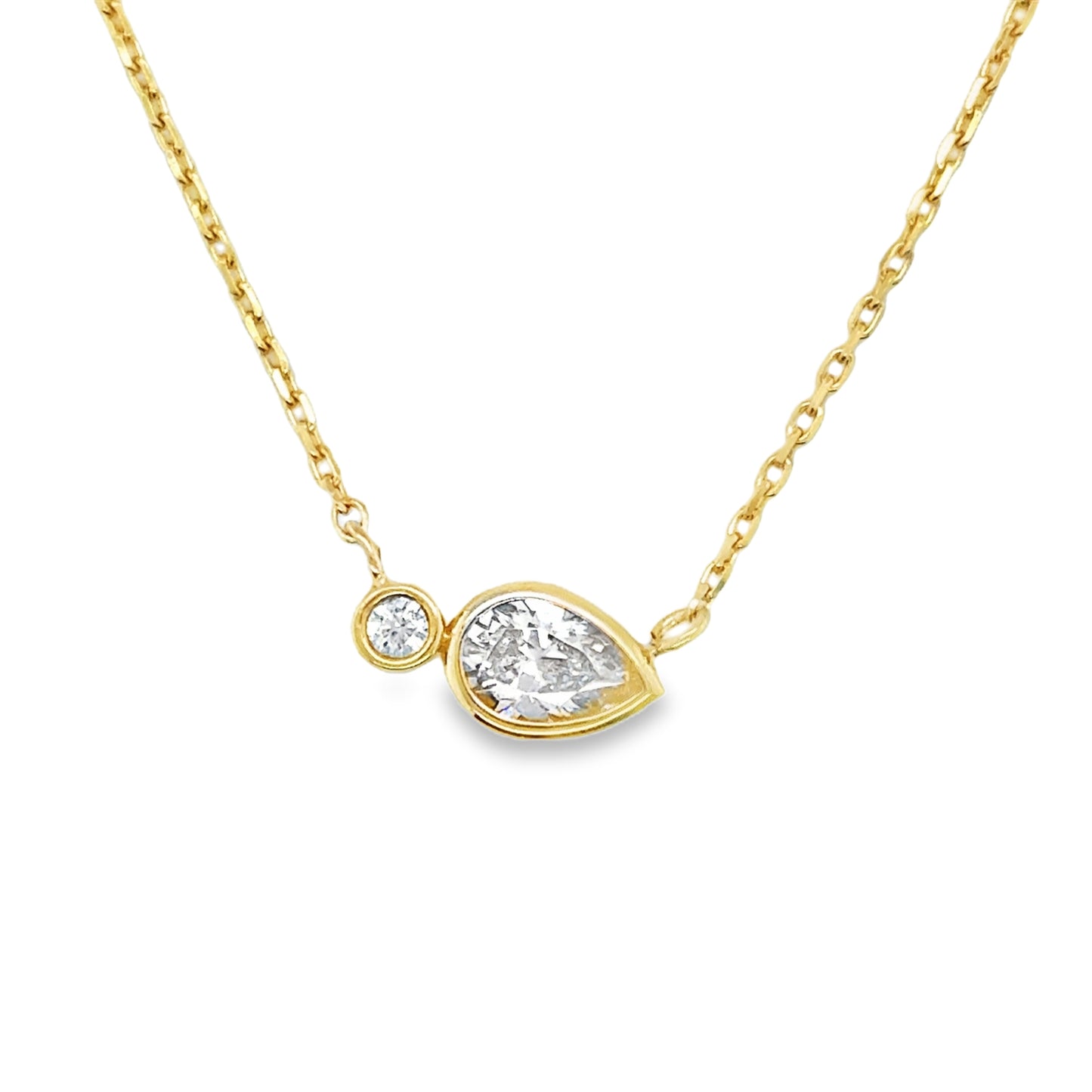 9ct CZ Round & Pear Rubover Pendant