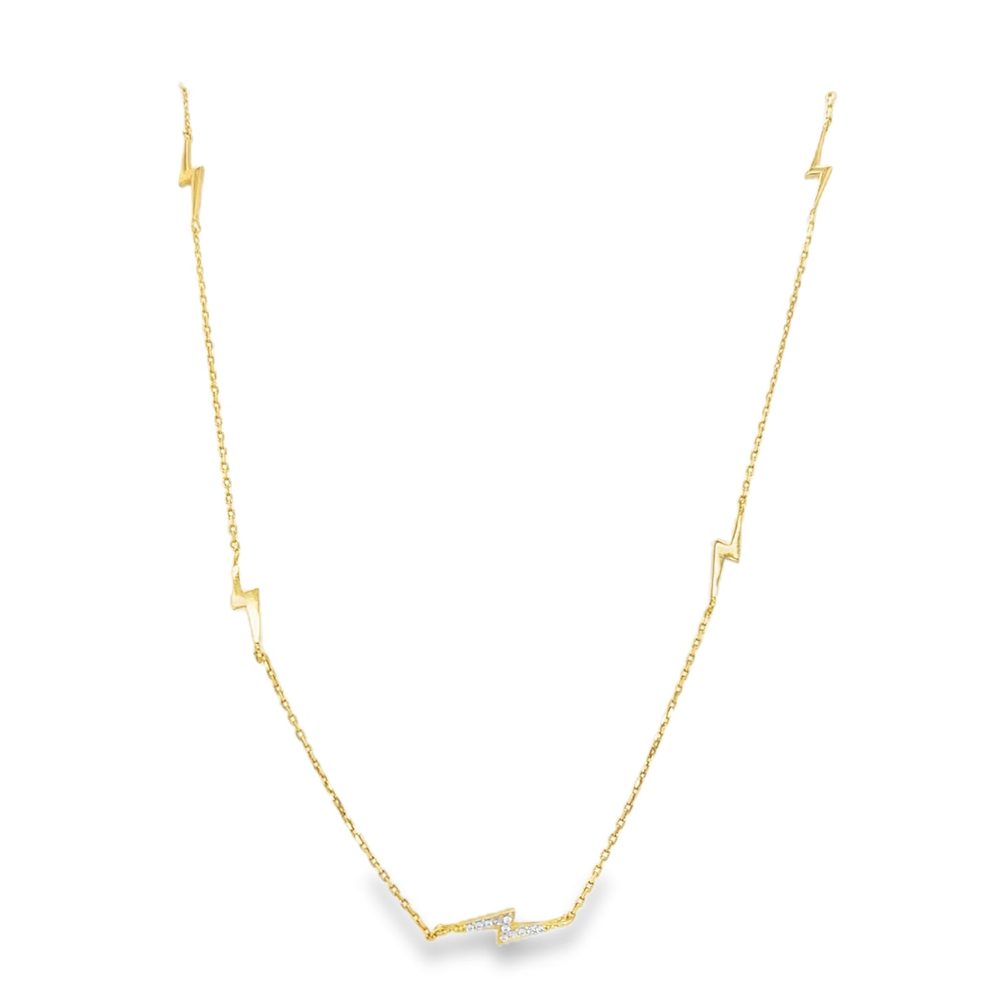 9ct CZ 5 Lightening Bolt Necklet