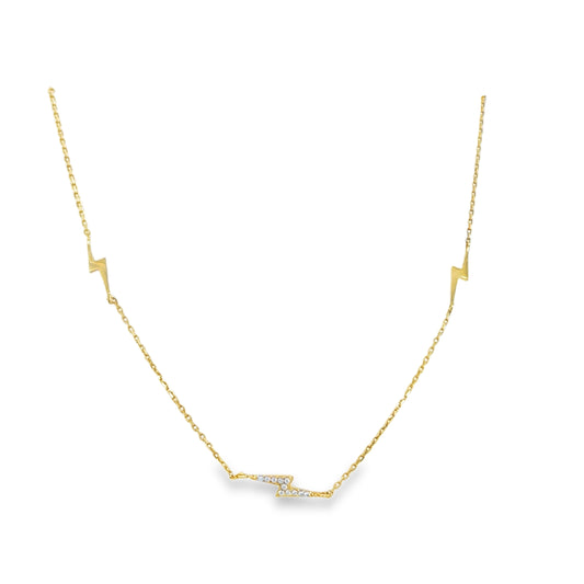 9ct CZ 5 Lightening Bolt Necklet