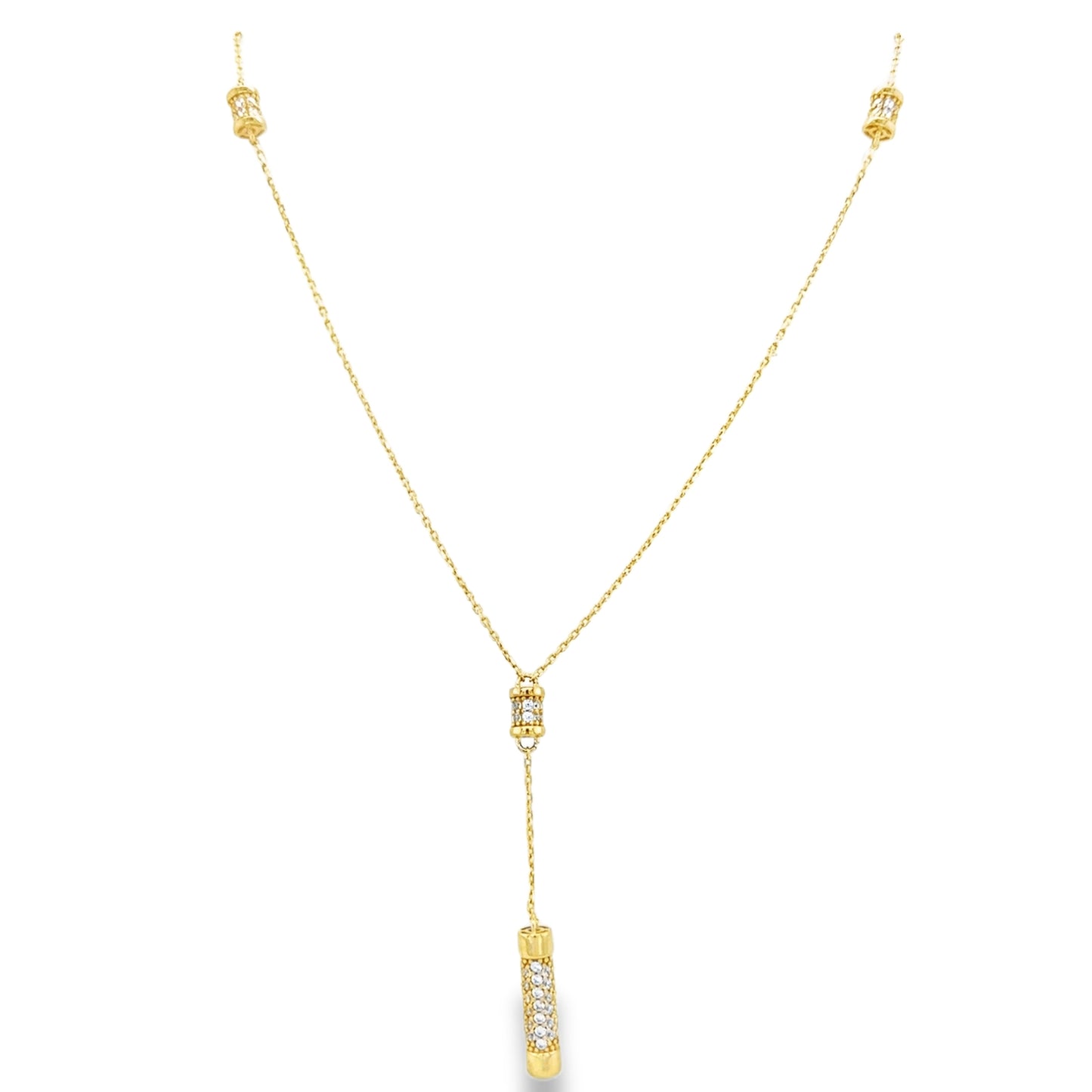 9ct CZ Barrel Drop Necklet