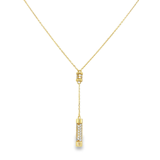 9ct CZ Barrel Drop Necklet
