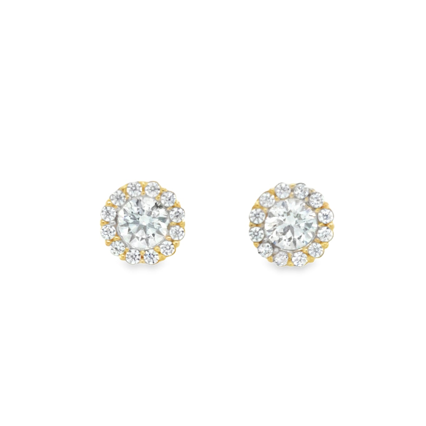 9ct CZ Round Halo Stud Earrings