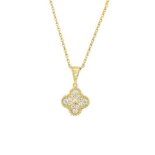 9ct CZ Clover Pendant