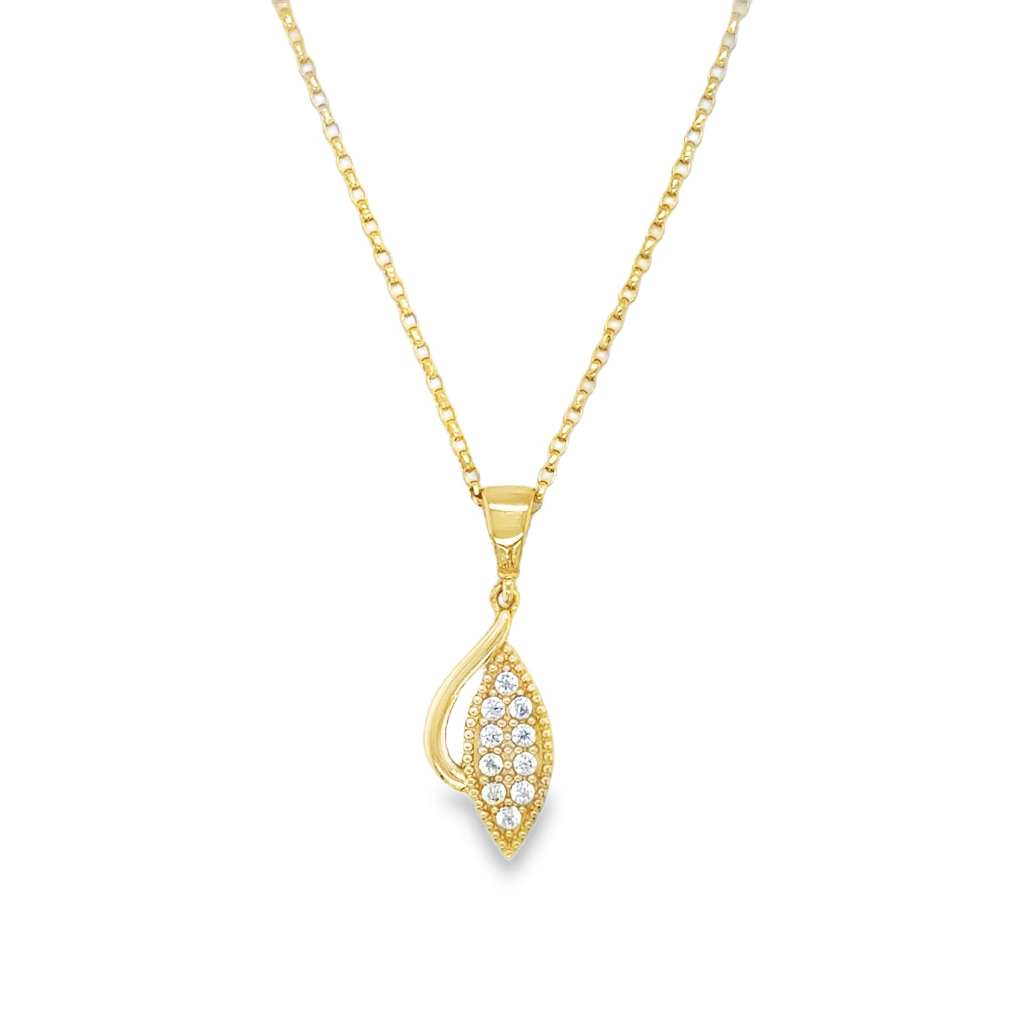 9ct CZ Marquise Pendant With Open Swirl