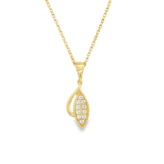 9ct CZ Marquise Pendant With Open Swirl