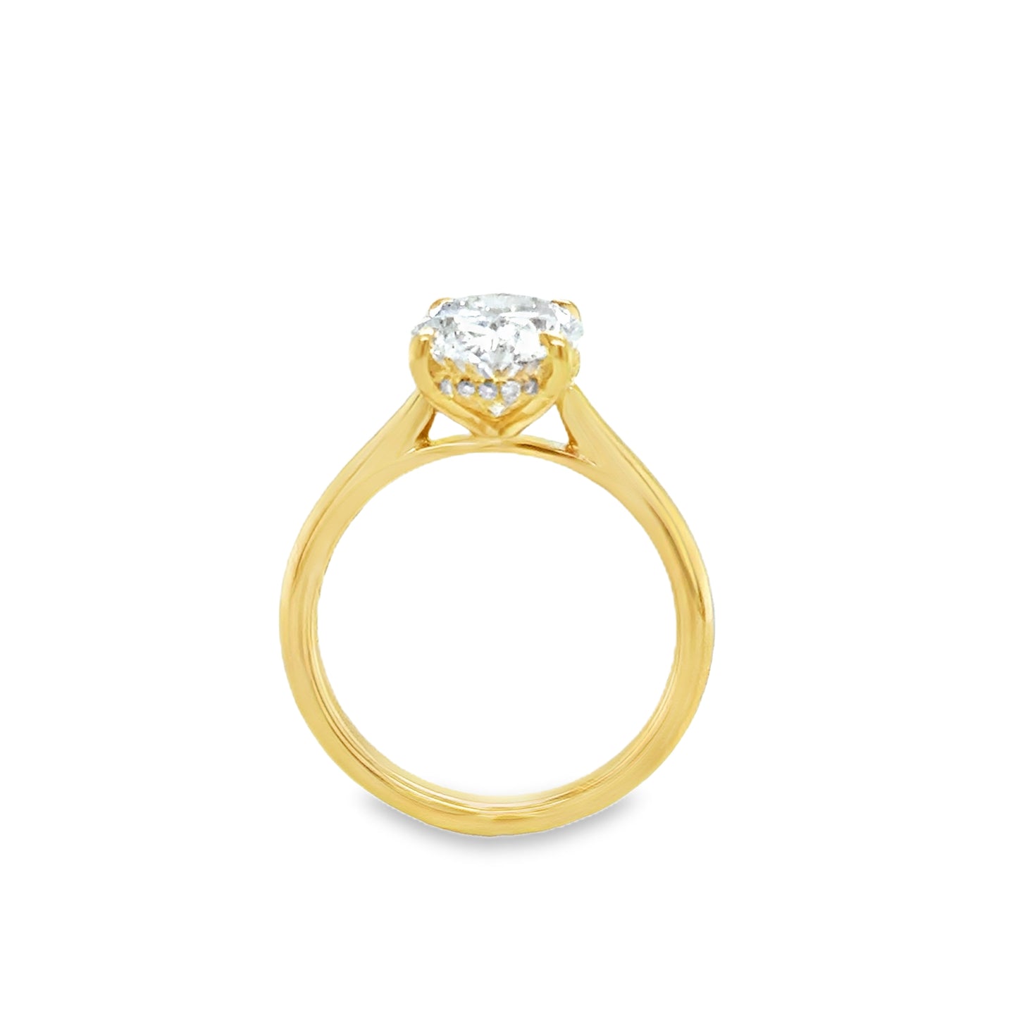 18ct Modified Oval Brilliant Cut Cultured Diamond Ring With Hidden Halo 3.10ct