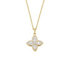 Sterling Silver Gold Plated CZ Flower Pendant