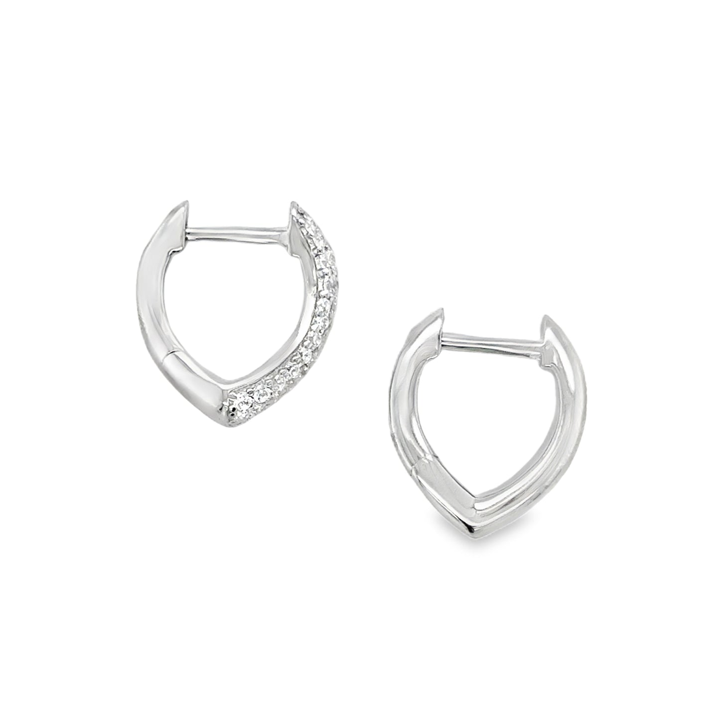 Sterling Silver CZ Pave & Polished 11mm Hoop Earrings