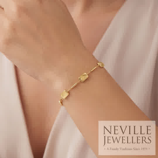 9ct Yellow Gold Bar and Rectangle Scatter Bracelet