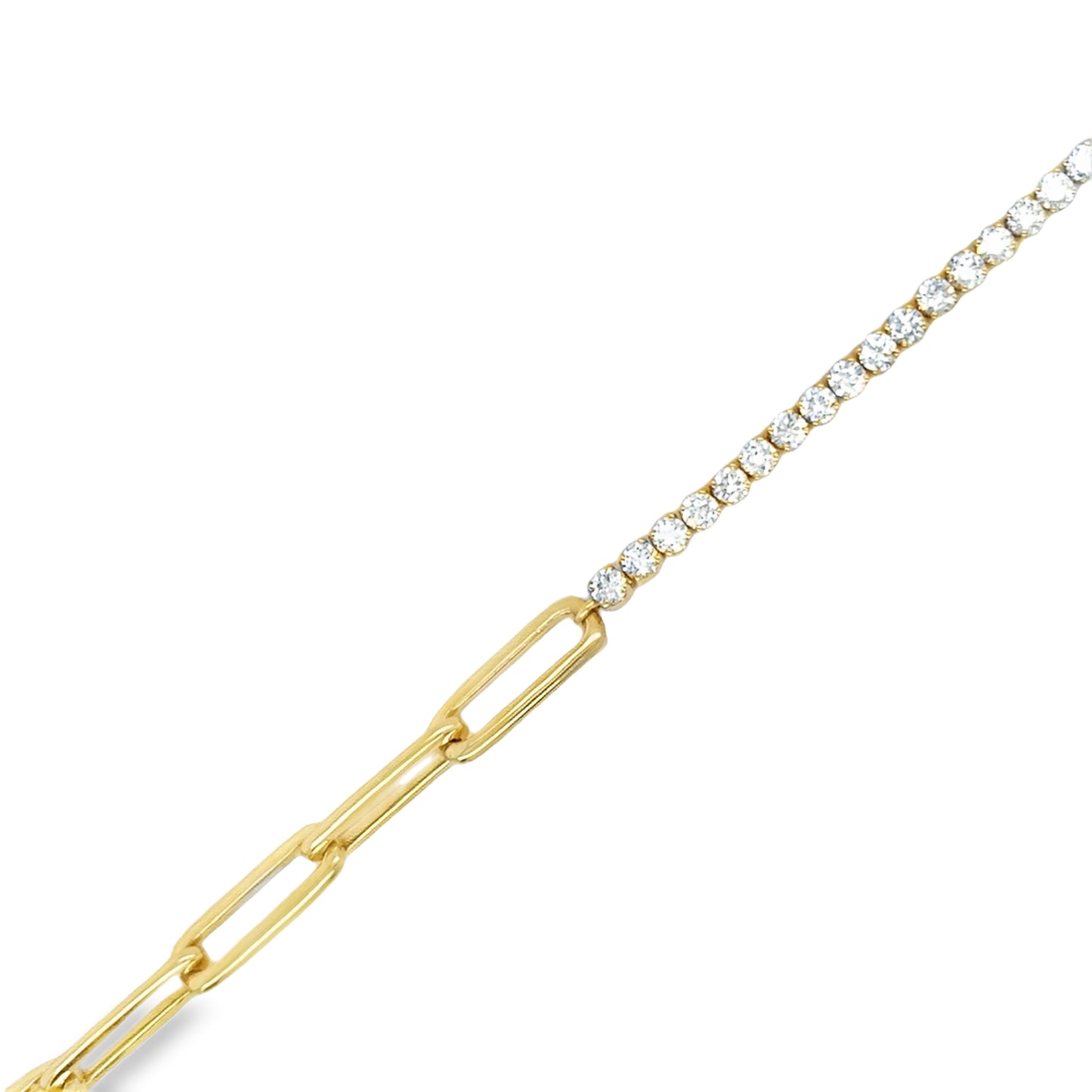 Smiling Rocks 9ct Paperlink & Tennis Drop Cultured Diamond Bracelet 1.29ct