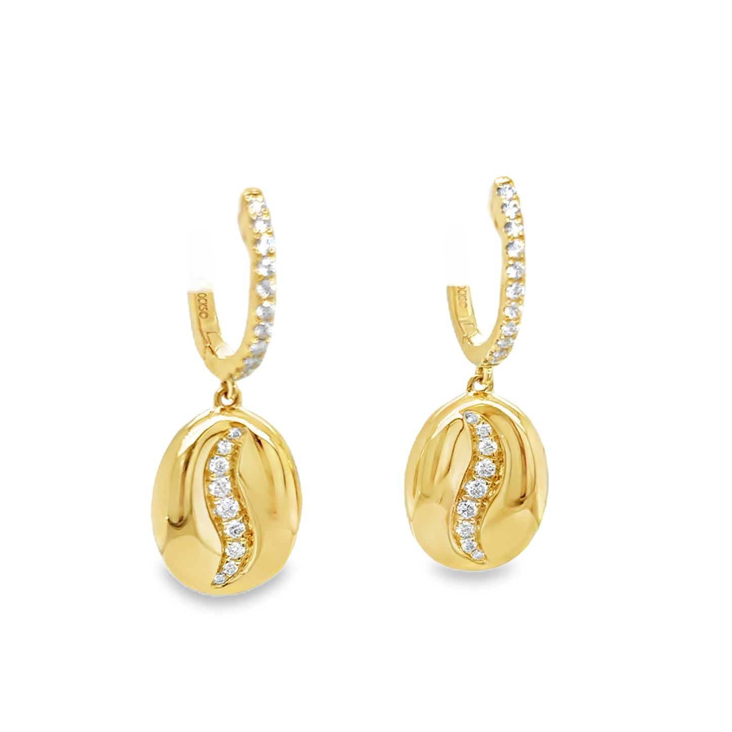 9ct Coffee Bean Drop Cultured Diamond Earring .25ct