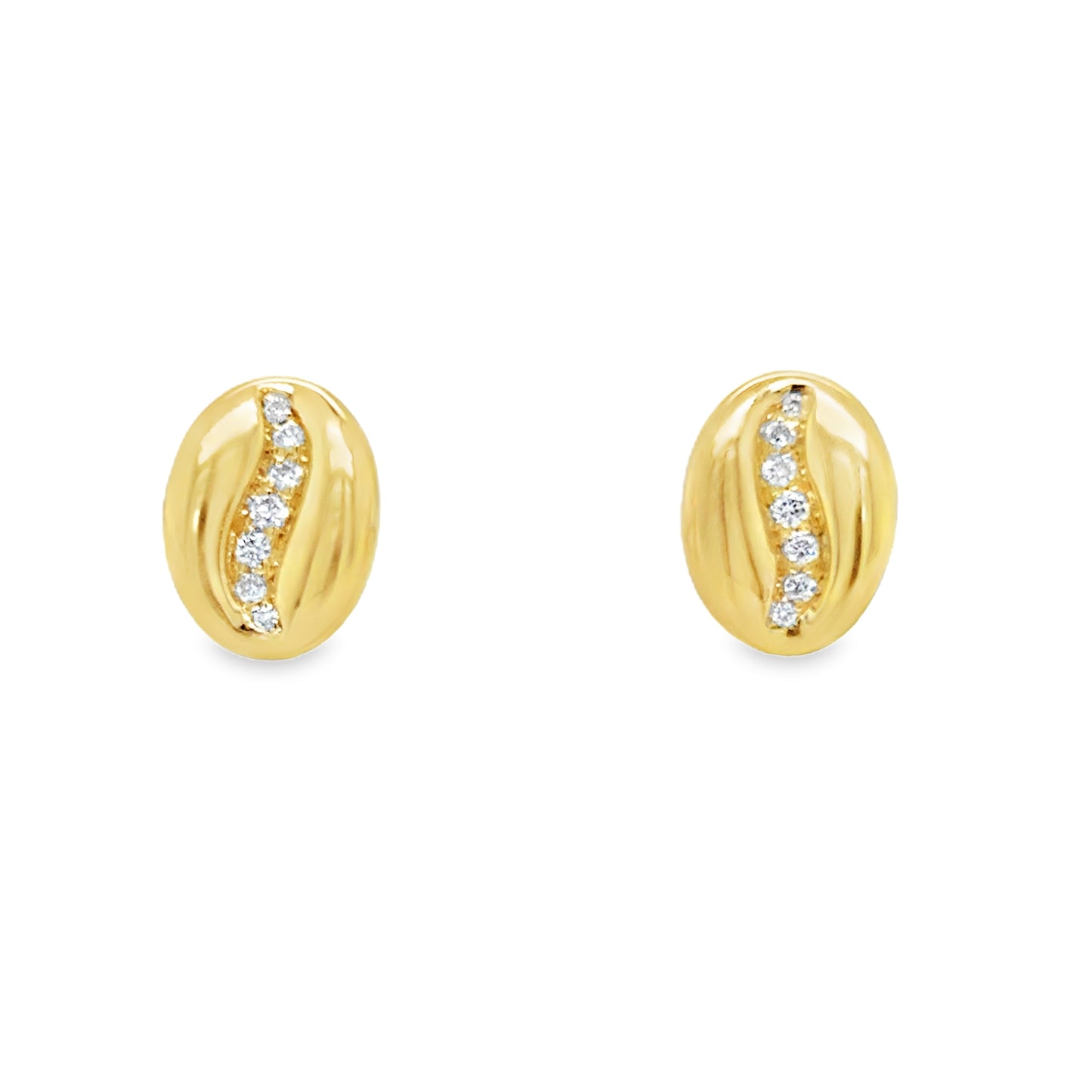 9ct Coffee Bean Cultured Diamond Earring .08ct