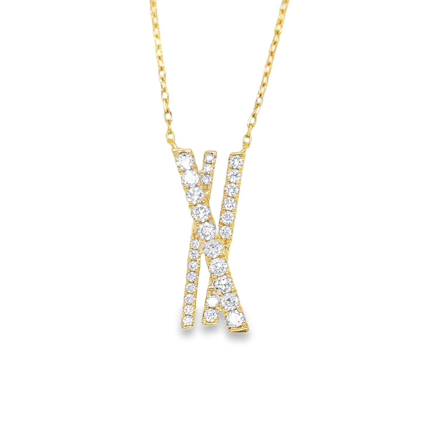 9ct Crossover Three Line Necklet .59ct