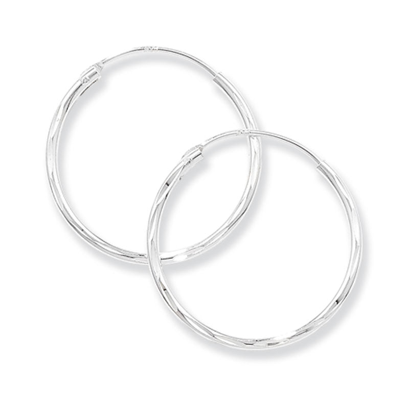 Sterling Silver Diamond Cut Sleeper Earrings 20mm