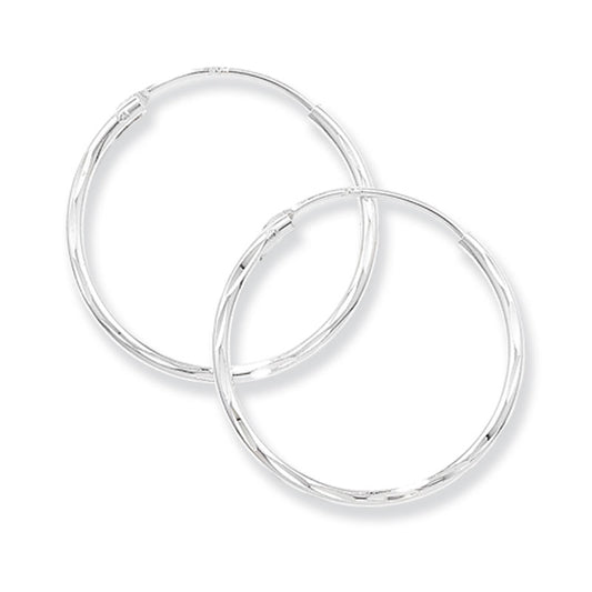 Sterling Silver Diamond Cut Sleeper Earrings 20mm
