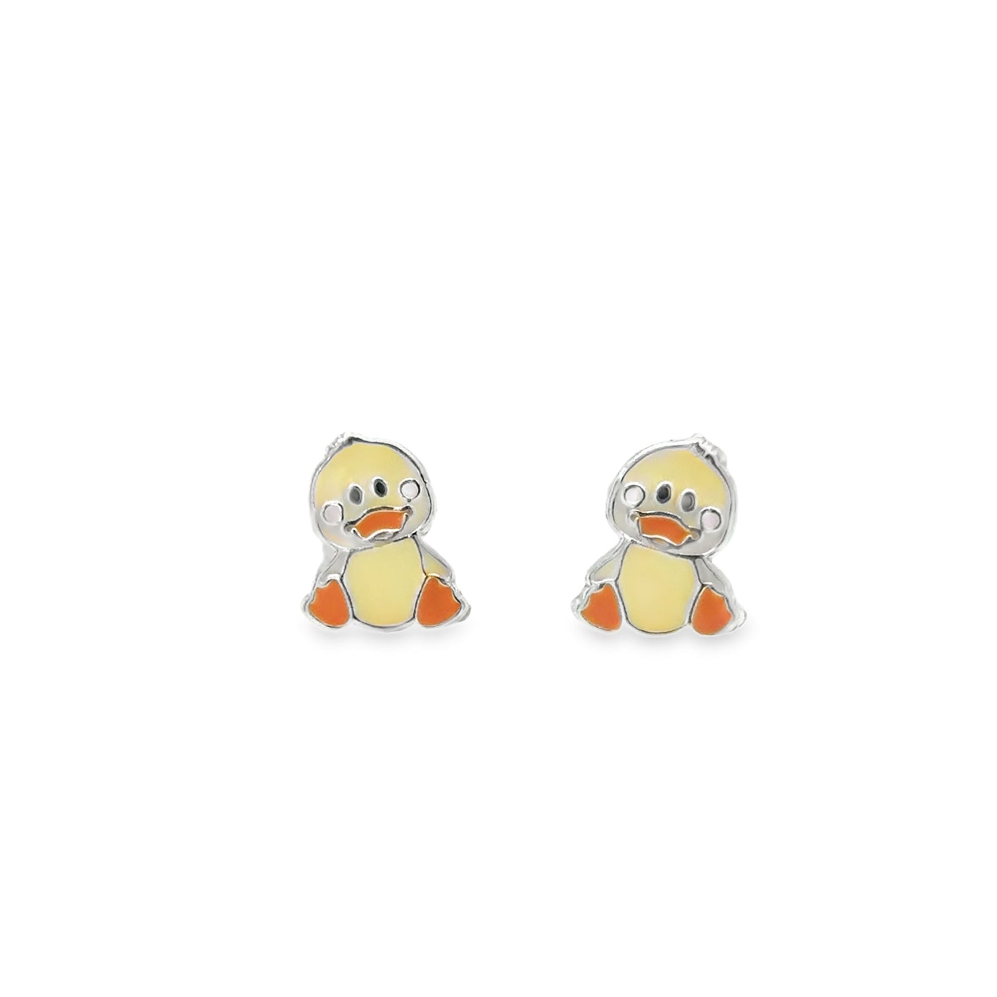 Sterling Silver White and Yellow Duck Earrings