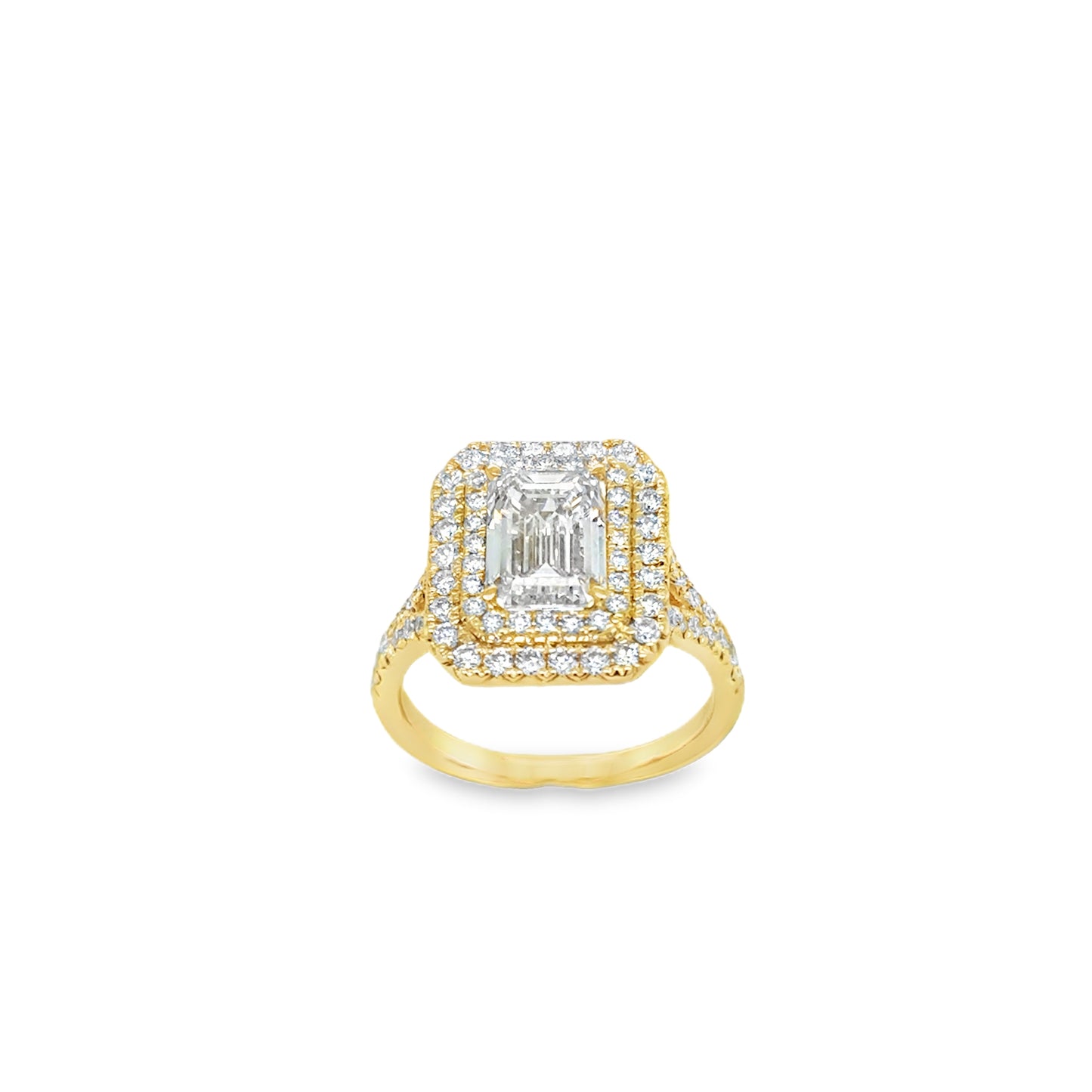 9ct Ring Em/C Dia Clus Split Sh 2.83ct